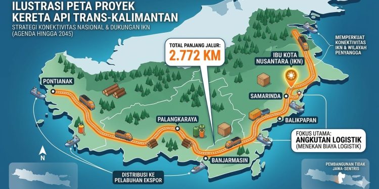 Tinggalkan Pembangunan Jawa-Sentris! Mengintip Megaproyek Kereta Api Trans-Kalimantan Sepanjang 2.772 Km