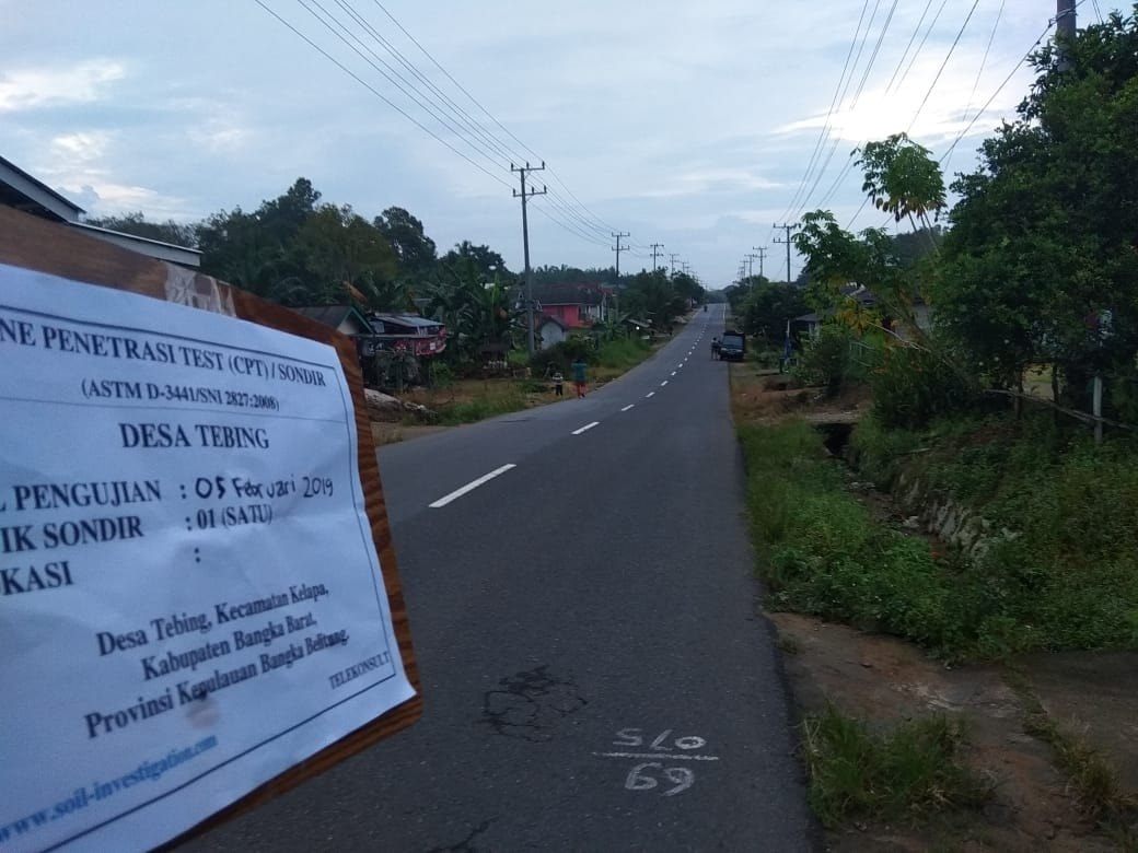 Lokasi pengujian jasa sondir tanah Bangka Barat di Desa Tebing Kecamatan Kelapa